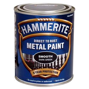 Specialist Paints, Hammerite Direct To Rust Metal Paint   Smooth Dark Green   750ml, Hammerite Paint