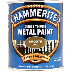 Specialist Paints, Hammerite Direct To Rust Metal Paint   Smooth Gold   750ml, Hammerite Paint