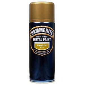 Specialist Paints, Hammerite Direct To Rust Metal Paint Aerosol   Smooth Gold   400ml, Hammerite Paint
